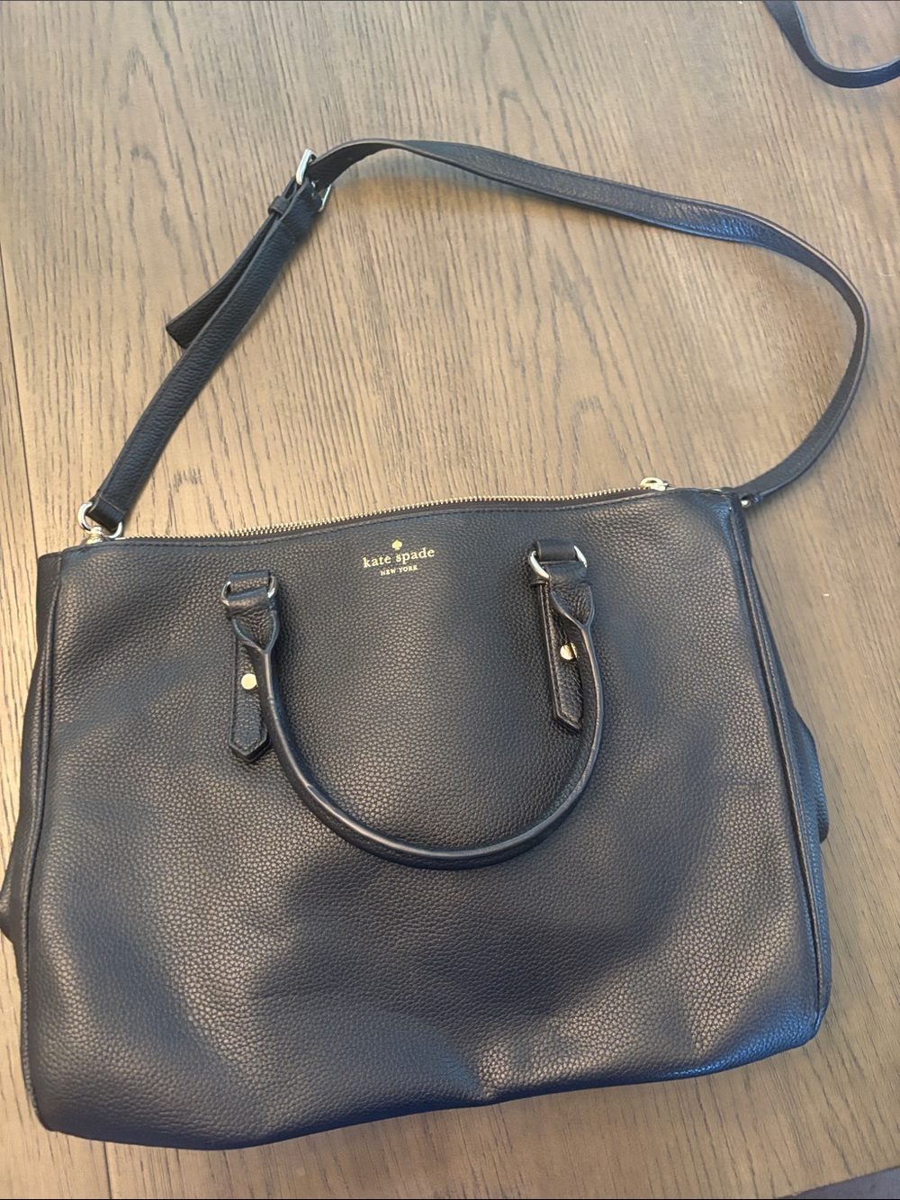 kate spade Black Pebbled Leather Tote with Crossbody Strap
